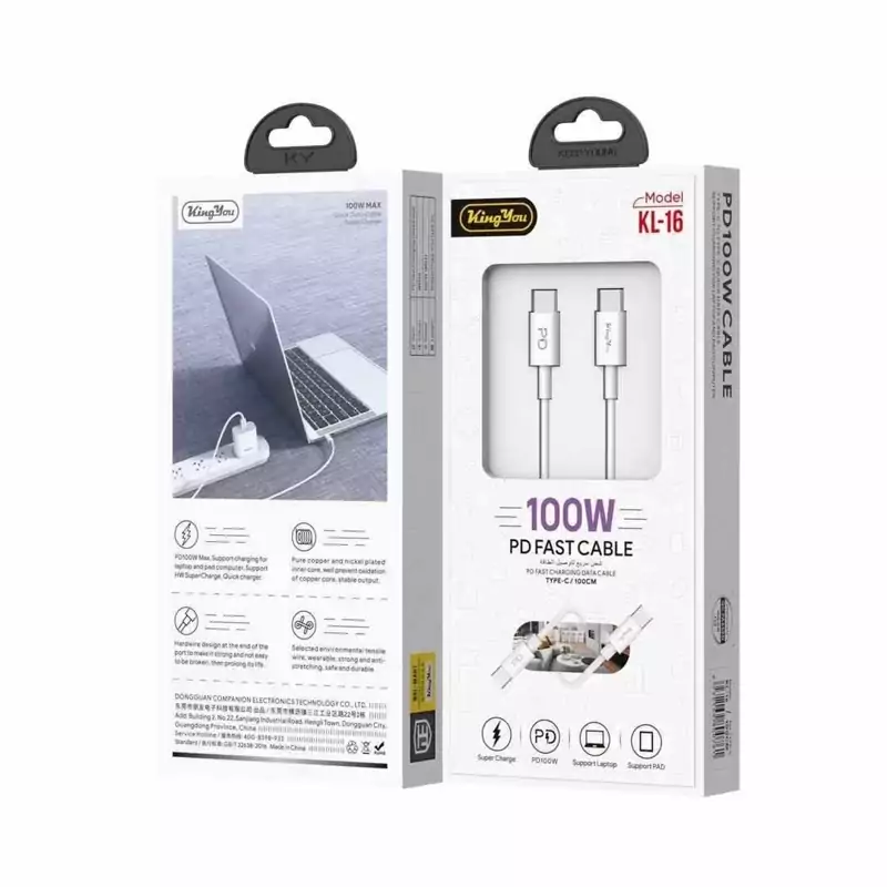 کابل دو سر تایپ سی کینگ یو king you مدل KL-16 فست شارژ